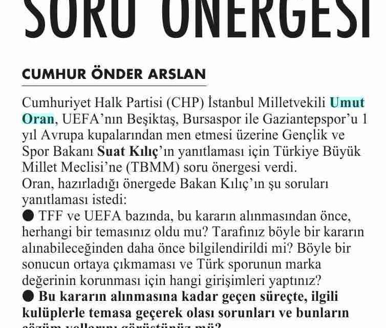 CHP'den soru önergesi-Cumhuriyet