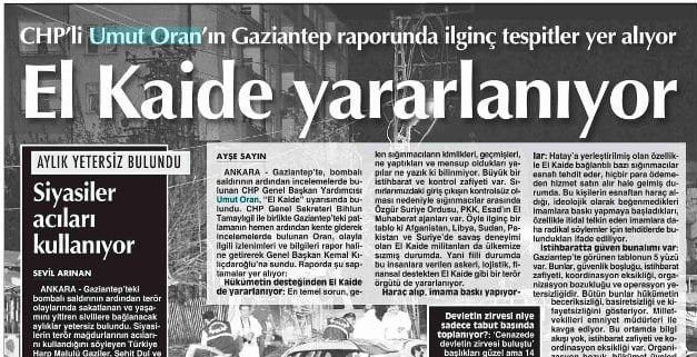 Umut Oran'ın Gaziantep Ziyareti Sonrasındaki Önemli Değerlendirmeleri  Cumhuriyet Gazetesi