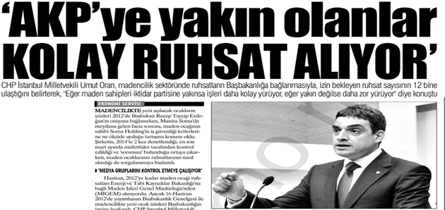 AKP'ye yakın olanlar Kolay Ruhsat Alıyor-Yurt Gazetesi