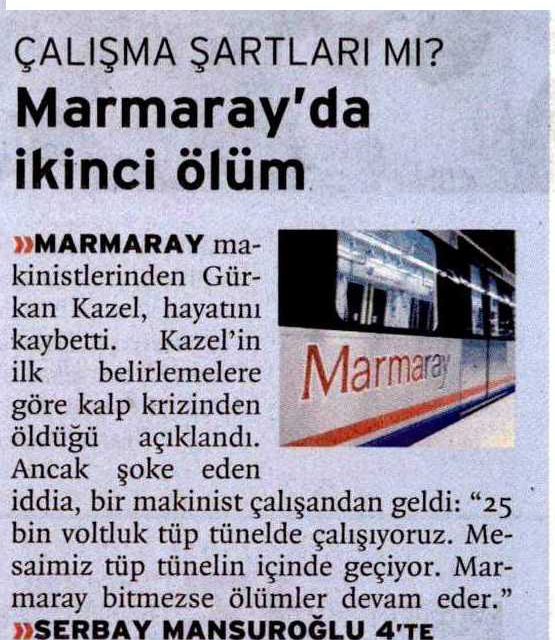 Marmaray'da İkinci ölüm -Birgün