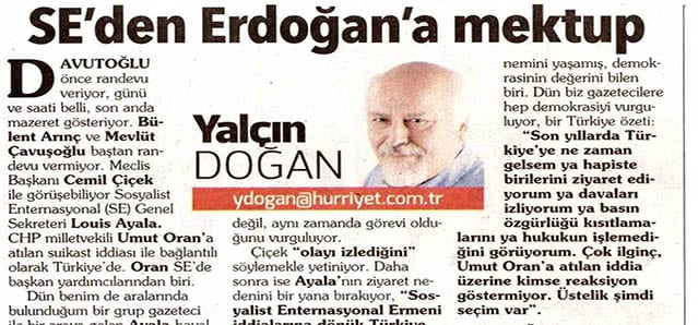 SE’den Erdoğan’a mektup  – Yalçın Doğan