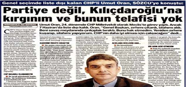 Partiye değil, Kılıçdaroğlu'na kırgınım ve bunun telafisi yok -Sözcü