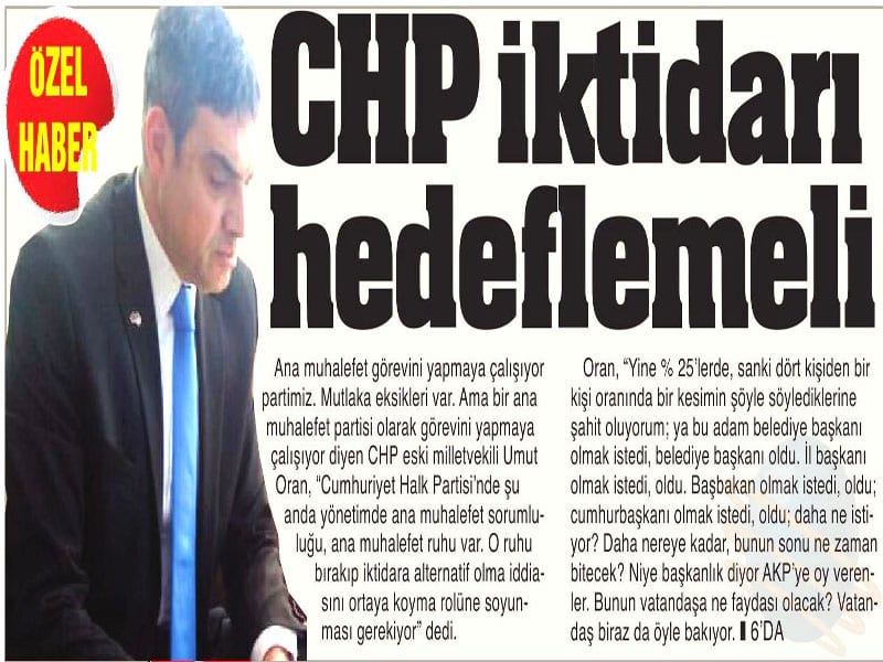 CHP İktidarı Hedeflemeli – Adana Bölge